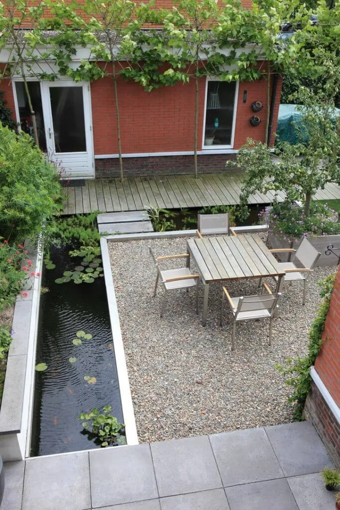 Luchtfoto van kleine hoektuin