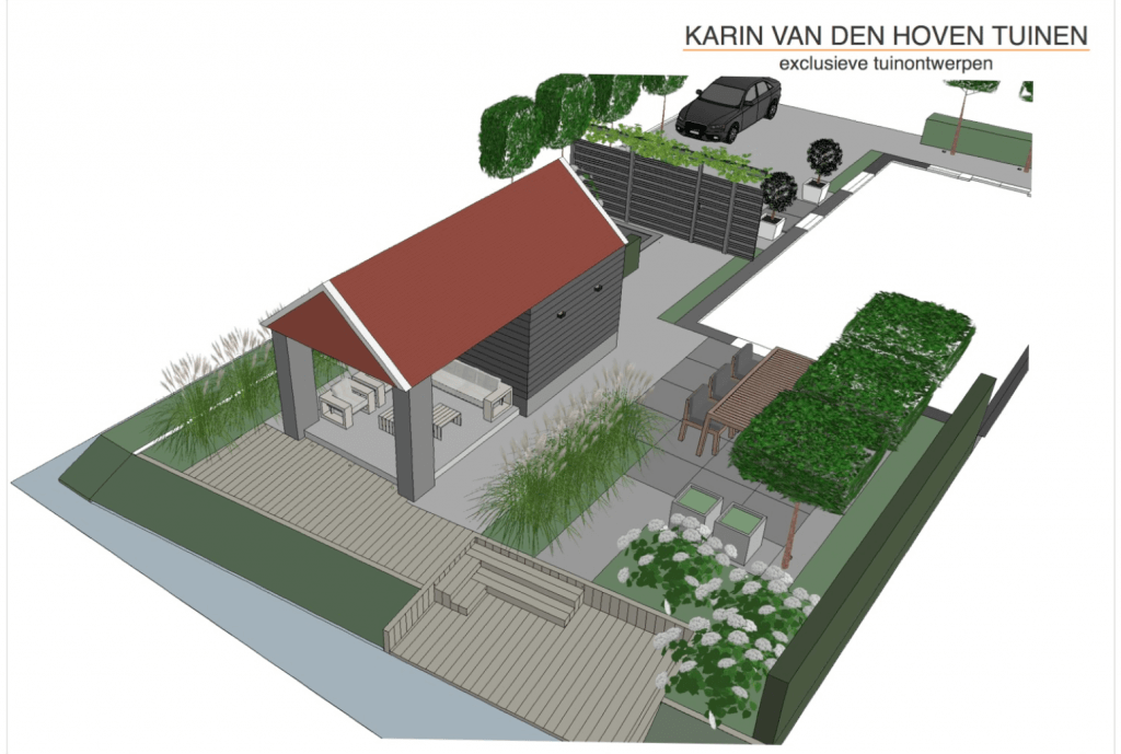 3D luchtfoto compleet tuinontwerp