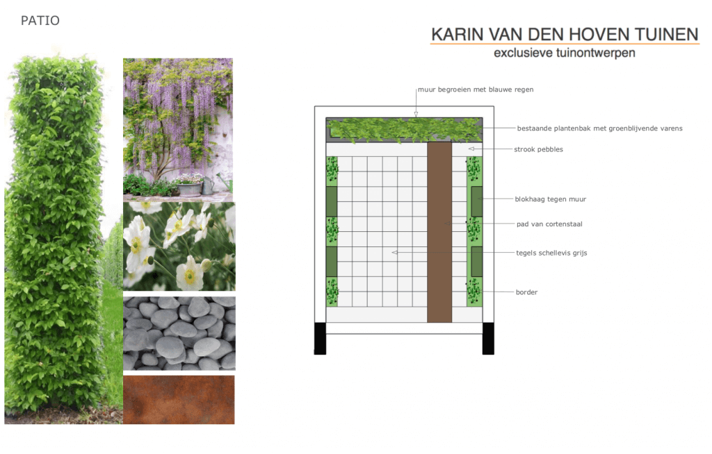 Patio ontwerp met materialen